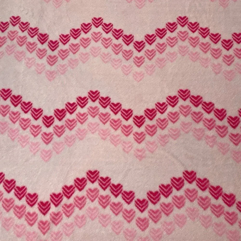 Pink Hearts Blanket Throw 88 x 74 Soft Love Cuddle Girly Winter Warm Cozy Cute